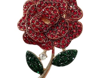 Poppy Rose Red Flower Poppy Magnetic Clasp Brooch by Kuati Mayfair