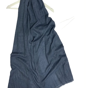 Denim Blue Plain Colour Pure Cashmere Scarf Fine Cashmere by Kuati Mayfair