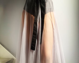 Grey Tulle Skirt Grey Net Skirt Grey Midi Skirt Gray Skirt Goth Skirt Grey Ballet Skirt Grey Transparent Skirt by Kuati Mayfair