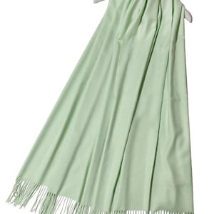 Mint green Cashmere Viscose Blend Pashmina Scarf Shawl Personalised by Kuati Mayfair