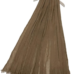 Coffee Frayed Scarf Shawl Plain Scarf By Kuati Mayfair