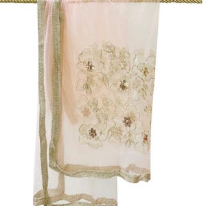 Embroidered Floral Sequin Mesh Occasion Scarf/Shawl by Kuati Mayfair