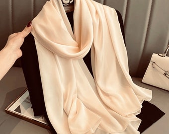 Creme Champagner Seidenschal Seidenschal Damen Seidenschal Designer Seidenschal Schlafseide Schal Beige Seide Hijab By Kuati Mayfair