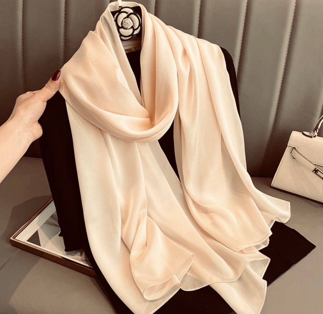 Cream Champagne Silk Scarf Silk Scarf Women Silk Scarf Cream Champagne Silk Scarf Silk Scarf Women Silk Scarf