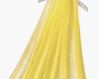 Slim Butter Yellow Chiffon Evening Scarf Shawl Wrap by Kuati Mayfair