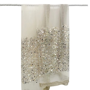 Gold Glitter Sequined Mesh Scarf/ Shawl Wedding Shawl Bridal Shawl Evening Shawl by Kuati Mayfair