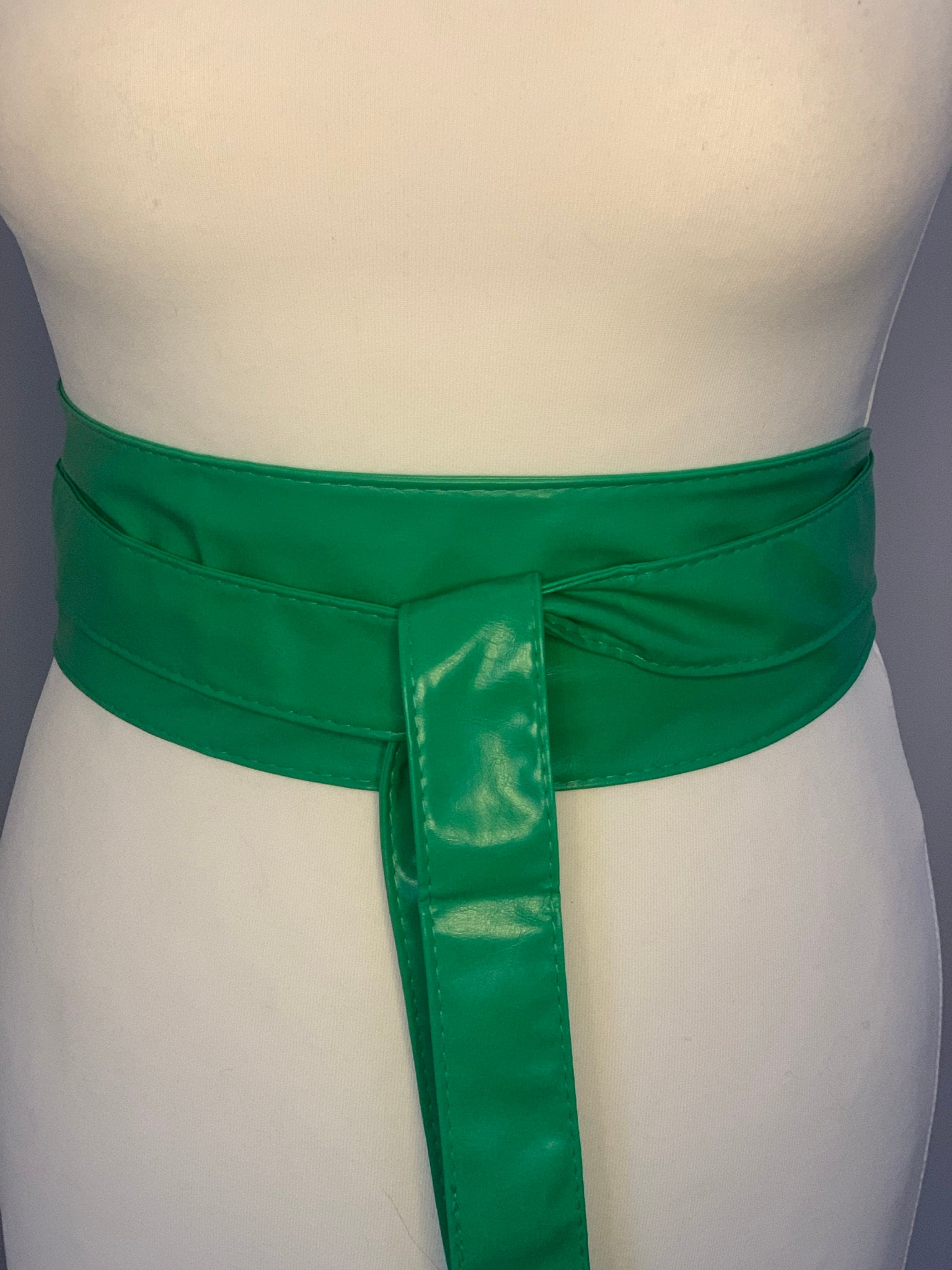 Wide Belt Bright Grass Green Belt Wrap Around Faux Leather  display picture 2