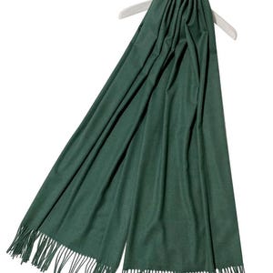 Dark Green Cashmere Viscose Blend Pashmina Scarf Shawl Personalised by Kuati Mayfair