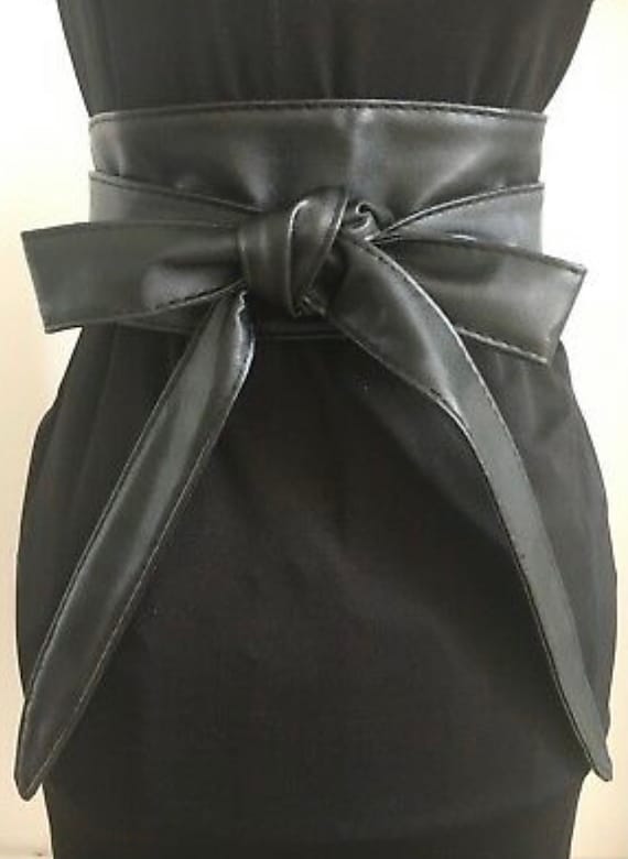 Black Vegan Leather Wrap Belt Adjustable Signature Black Leather Wrap Belt - Shop Now! – Alesia C main image 2