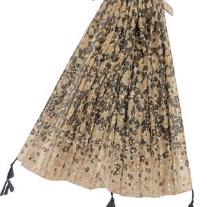 Brown Foiled Leopard Print Camo Tassel Scarf Personalised by Kuati Mayfair