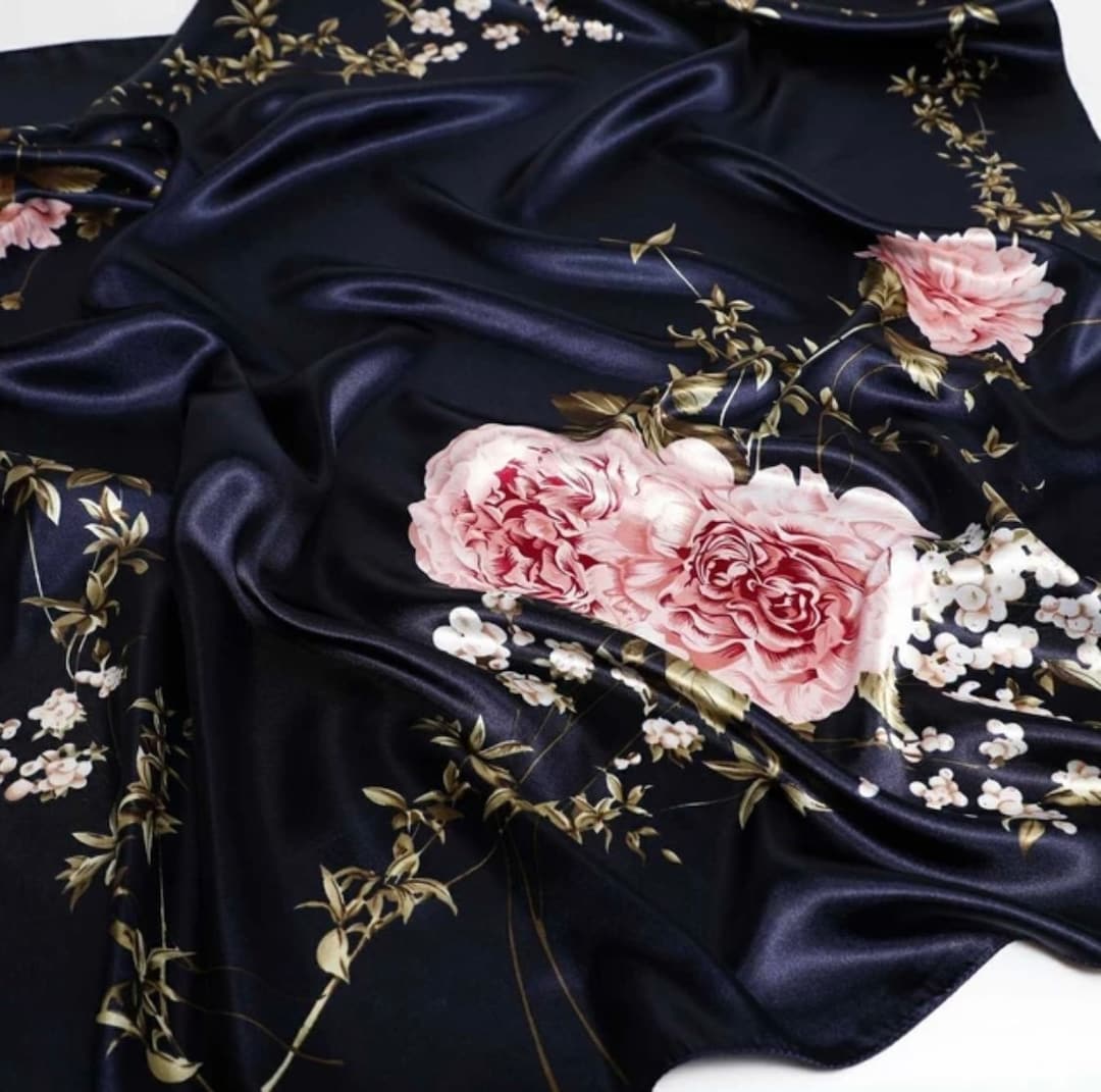 Flower Monogram Silky Square Scarf