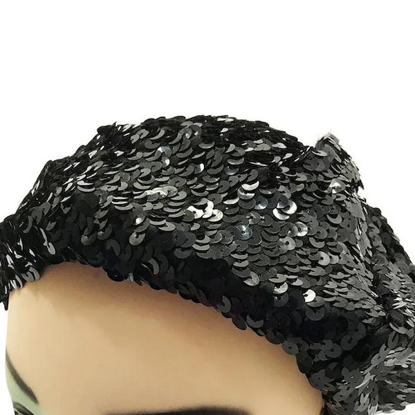 Dark Grey Gunmetal Sequin Beret Hat Personalised Hat Womens Hat Sequin Hat by Kuati Mayfair