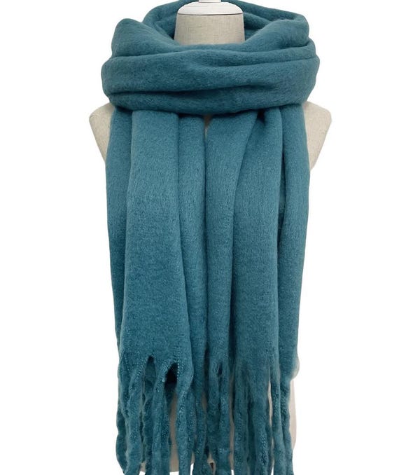 Turquoise Teal Blanket Scarf Personalise Shawl by Kuati Mayfair