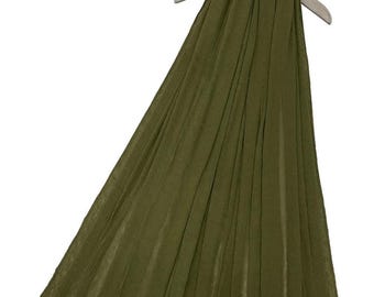 Olive Green Frayed Scarf Shawl Plain Scarf by Kuati Mayfair