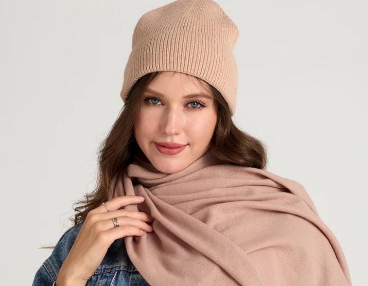 Green Cosy Plain Tassel Scarf & Hat Set by Kuati Mayfair - Etsy UK