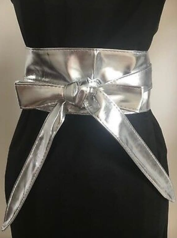 Wide Belt Silver Belt Bridal Belt Wedding Belt Evening Belt Wide Wrap  Around Faux Leather Obi Belt Unique Belt Tie Belt By Kuati Mayfair