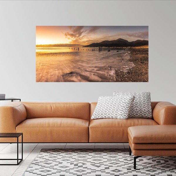 Mourne Mountains Sunrise, Newcastle Beach, Panoramic Photography Print, County Down, Northern Ireland Landscapes, Seascape, Irish Wall Art,