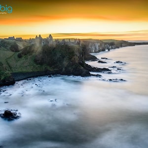 Dunluce Castle Ireland Photography Print Ocean Sunset - Portrush Antrim - Landscape Beach Seascape Nature - Home Decor Gift Irish Wall Art