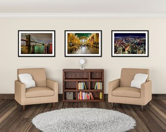 New York City Print Set 3 - Brooklyn Bridge Grand Central Station World Trade Center One - NYC Fotos Fotografie Luftbild - Wandkunst
