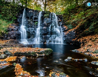 Glenariff Wasserfall Irland Druck - Glens of Antrim Irland Herbstwald Fotografie Fotodruck Großes Wanddekor Geschenk
