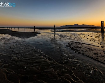 Sunset Tyrella Beach, Mourne Mountains, County Down, Northern Ireland Photography, Ireland Landscapes. Irish Wall Art, Mountains of Mourne