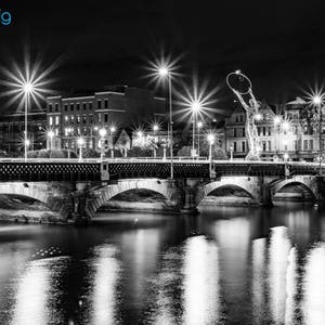 Belfast Skyline, Photography Print, Northern Ireland, Belfast Cityscape, Black and White, River Lagan, Ireland Photography, Belfast Wall Art