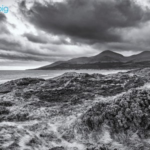 Mourne Mountains, Murlough Beach, Fotografía, Irlanda del Norte, Impresión en blanco y negro, Irlanda Paisajes, County Down, Arte mural irlandés