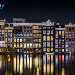 Amsterdam Print, Photography Print, Damrak Amsterdam, Canal Houses, The Netherlands, Holland, Amsterdam Wall Art, European, Dutch Decor,