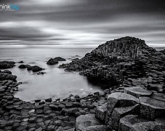 Giants Causeway Print, Black and White Photography, Northern Ireland Landscapes, County Antrim, Causesway Coast, Photograph, Irish Wall Art