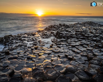 Giants Causeway, Northern Ireland, Photograph, Antrim Coast Prints, Ireland Landscape Photos, Ocean Sunset, Bushmills, Irish Wall Art,
