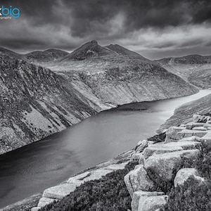 Montañas Mourne, Impresión fotográfica, Slieve Binnian, Irlanda del Norte, Condado de Down, Fotografía de Irlanda, Blanco y negro, Arte de pared irlandés
