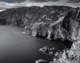 Slieve Leaque Cliffs, Donegal, Ireland, Photograph Print, Black & White, Sliabh Liag, Landscape Photo, Wild Atlantic Way, Irish Wall Art