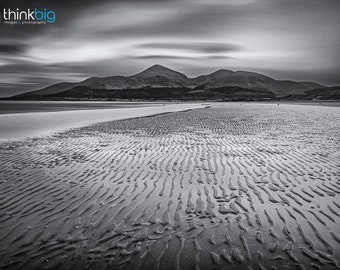 Mourne Mountains, Murlough Beach, Photo Print, Northern Ireland, Black and White, County Down, Ireland Photography, Irish Wall Art