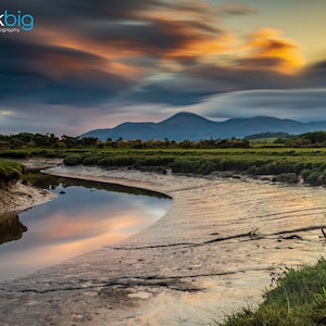Foto de las montañas mourne, Fotografía de Irlanda del Norte, Fotos de Irlanda, Paisaje de Irlanda, Dundrum Bay, County Down, Arte mural irlandés,