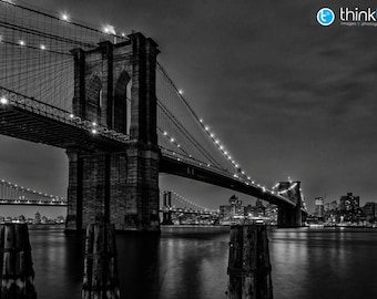 Brooklyn Bridge Black and White, Photography Print, New York Black and White, New York Skyline, Manhattan NYC Photos, USA, New York Wall Art