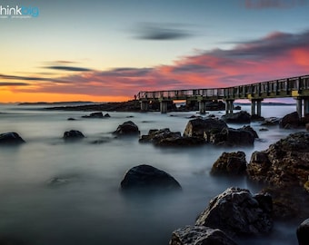 Ballycastle, Photography Print, Pans Rock Bridge, Ballycastle Beach Sunset, County Antrim, Northern Ireland, Causeway Coast, Irish Wall Art