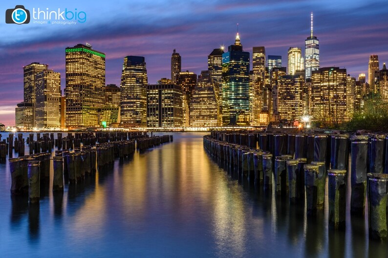 Photo Urban Home Office Wall Art New York Set of 3 Photography Prints Twilight Manhattan NYC Skyline Empire State Queensboro Bridge