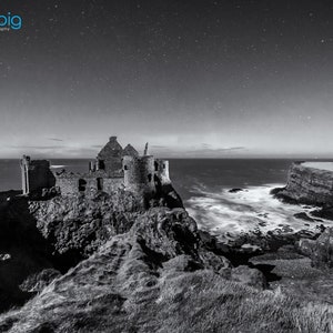 Dunluce Castle, Photo Print, Black and White Photography, Northern Ireland, Ireland Photography, County Antrim, Irish Landscapes, Wall Art