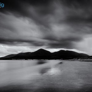 Playa de Murlough, Montañas de Mourne, Impresión fotográfica, Irlanda del Norte, Newcastle, Condado de Down, Fotografía de Irlanda, Blanco y negro, Arte de pared irlandés