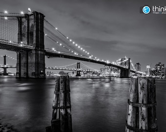New York Black and White Print, Brooklyn Bridge Photograph, New York Photography, NYC Photo, New York Skyline, New York Wall Art, Estados Unidos