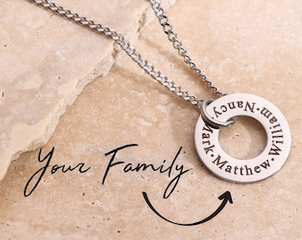 Dad Necklace With Kids Names, Personalized Dad Gift, Husband Anniversary Gift, Gift For Dad, Family Name Necklace, Custom Daddy Jewelry