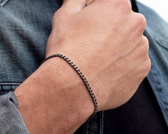 Minimalistisches zierliches Silberkettenarmband für Männer, wasserdichte Herrenarmbänder, Herrengliederarmband, Herrenschmuck, Herrengeschenk, Freundgeschenk