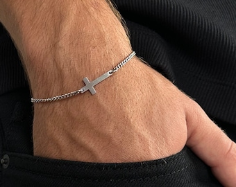 Men's Cross Bracelet, Religious Bracelet, Christian Bracelet, Catholic Bracelet, Men's Jewelry, Christian Gift, Religious Gift, Husband Gift