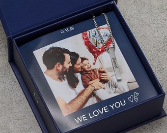 Personalize Necklace For Dad Set With a Custom Card, Kids Name Necklace, Men's Family Necklace, Daddy Jewelry, Father Jewelry, Gift For Dad