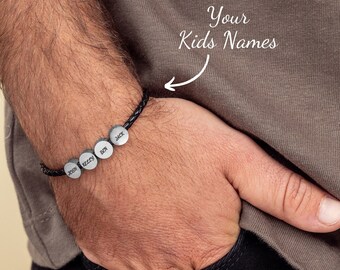 Father Bracelet, Family Name Bracelet, Kids Name Bracelet, Dad Bracelet, Family Jewelry, Gift For Dad, Husband Gift, Anniversary Gidt, Daddy