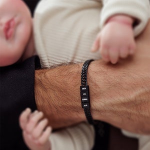 Personaliseer papa-armband, familiearmband, aangepast cadeau voor papa, vaderdagcadeau, kindernaamarmband, cadeau echtgenoot, gegraveerd cadeau papa, kerstmis