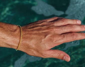 Waterproof Men's Gold Chain Bracelet, Simple Thin Stainless Steel Bracelet For Men, Men's Jewelry, Men's Gift, Boyfriend Gift, Husband Gift