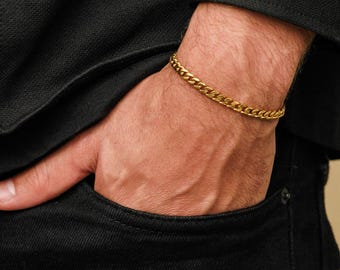 Bracelet à maillons cubains pour homme en or Bracelet cubain pour homme Bracelet pour homme Bracelets en or pour homme Bracelet chaîne pour homme Cadeau homme pour lui Cadeau pour homme
