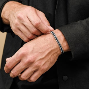 Silver Bracelet for Men, Mens bracelet, Stainless Steel Chain Bracelet, Christmas Gift, Best Friend Birthday Gifts, Gift for Him, Dad