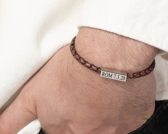 Personalized Bar Bracelet For Men, Custom Men's Leather Bracelet, Engraved Men's Name Bracelet, Jewelry For Men, Gift For Husband Boyfriend